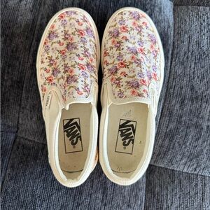 Vans Women's Floral Slip-On Sneakers - Cream and Multicolor